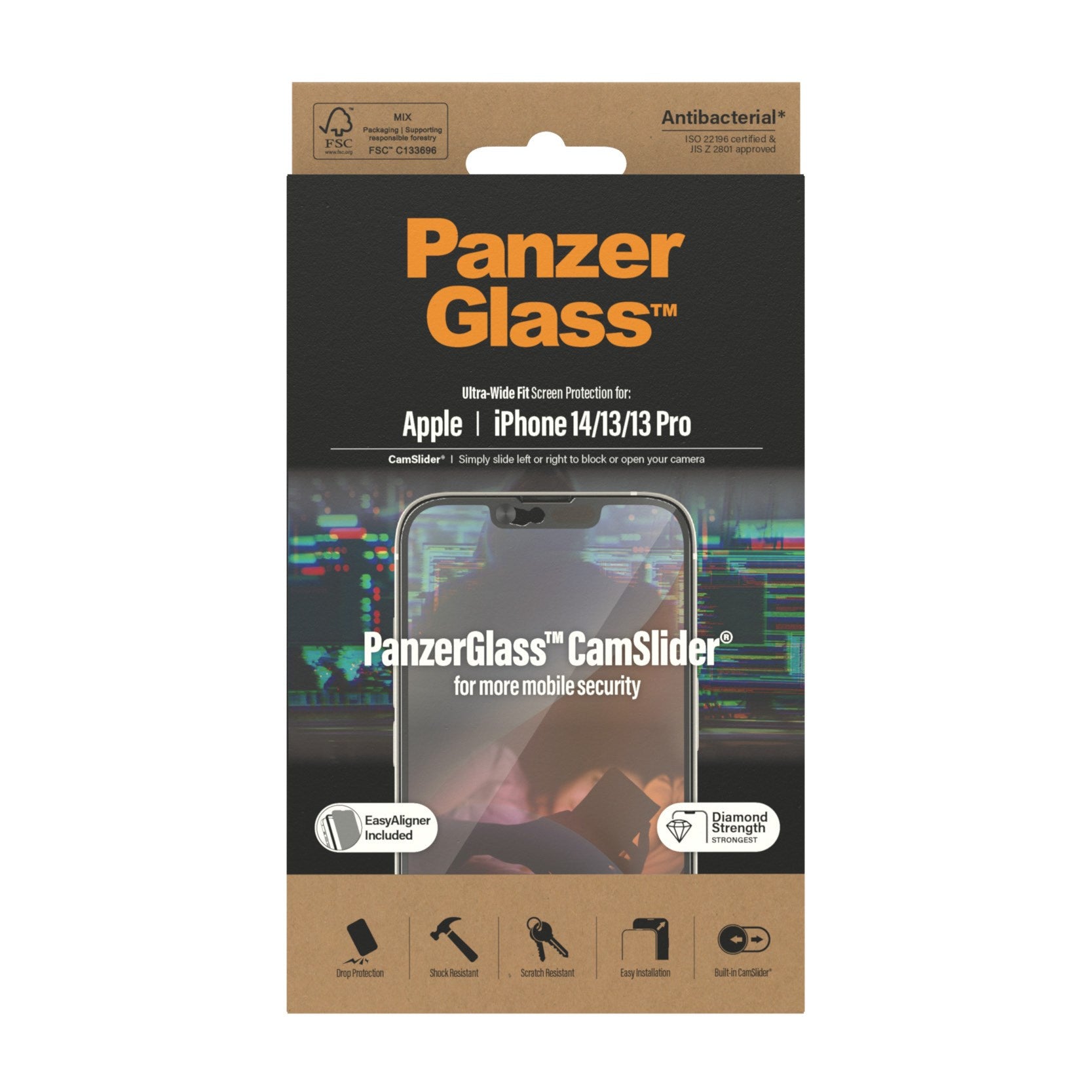 PanzerGlass® CamSlider® Screen Protector iPhone 14 | 13 | 13 Pro | Ultra-Wide Fit w. EasyAligner